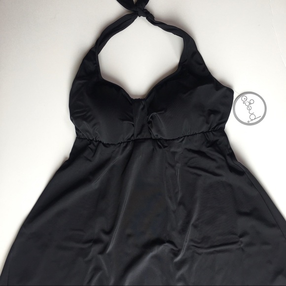 Maternity NWT Halter Black Swim Dress Medium 2 Piece support New - Picture 2 of 3